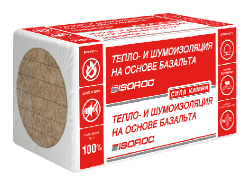 Негорючие гидрофобизированные плиты ISOROC ИЗОВЕНТ-СЛ, 1000х600х70 мм, 6 шт. (3,6 м2, 0,252 м3) в упаковке